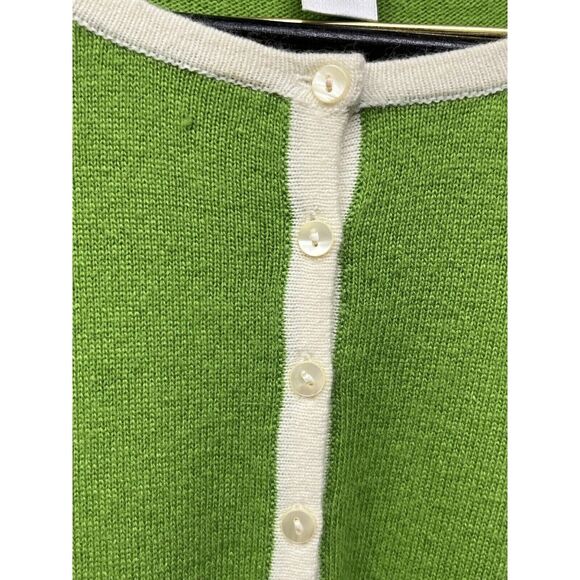 Talbots Women's Wool Angora Cashmere Henley Pullover Sweater Apple Green Large - Picture 5 of 6